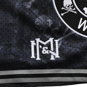 Like new Mitchell&Ness Mitchell &amp; Ness x mastermind world collaboration printed shorts, half pants, shorts, skull and bone camouflage, size L, used, 4a002260