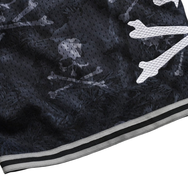 Like new Mitchell&Ness Mitchell &amp; Ness x mastermind world collaboration printed shorts, half pants, shorts, skull and bone camouflage, size L, used, 4a002260