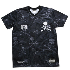 Like new Mastermind World×Mitchell & Ness 25AW PRINT BP MESH Printed mesh T-shirt MN-A25-J300-C10 Black Size L Used 4a002226