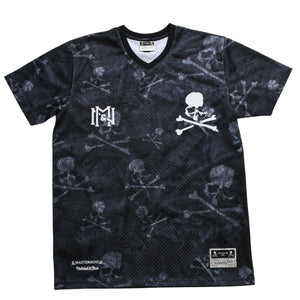 Like new Mastermind World×Mitchell & Ness 25AW PRINT BP MESH Printed mesh T-shirt MN-A25-J300-C10 Black Size L Used 4a002226
