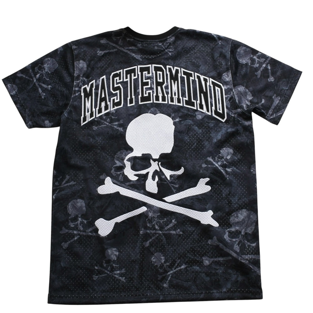 新品同様 Mastermind World×Mitchell ＆ Ness 25AW PRINT BP MESH プリントメッシュTシャツ MN-A25-J300-C10 ブラック サイズ L 中古4a002226