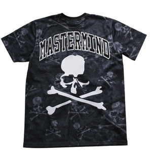 Like new Mastermind World×Mitchell & Ness 25AW PRINT BP MESH Printed mesh T-shirt MN-A25-J300-C10 Black Size L Used 4a002226