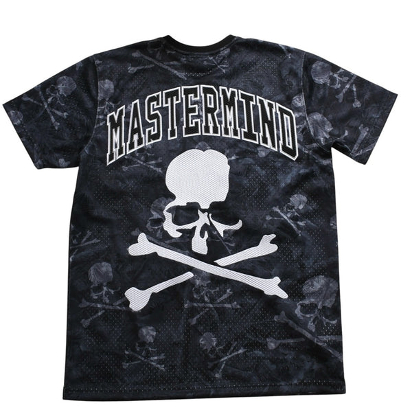 Like new Mastermind World×Mitchell & Ness 25AW PRINT BP MESH Printed mesh T-shirt MN-A25-J300-C10 Black Size L Used 4a002226