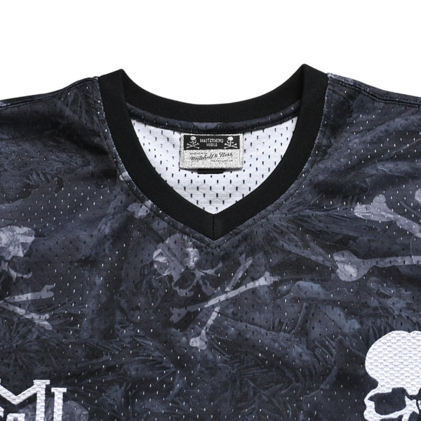 Like new Mastermind World×Mitchell & Ness 25AW PRINT BP MESH Printed mesh T-shirt MN-A25-J300-C10 Black Size L Used 4a002226