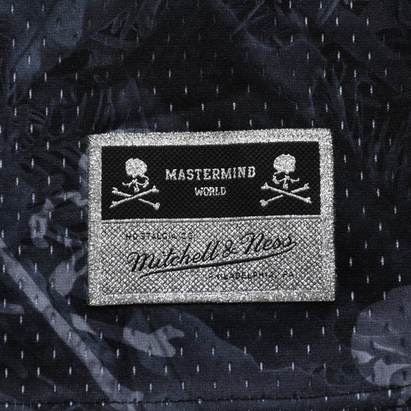 Like new Mastermind World×Mitchell & Ness 25AW PRINT BP MESH Printed mesh T-shirt MN-A25-J300-C10 Black Size L Used 4a002226