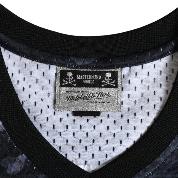 Like new Mastermind World×Mitchell & Ness 25AW PRINT BP MESH Printed mesh T-shirt MN-A25-J300-C10 Black Size L Used 4a002226