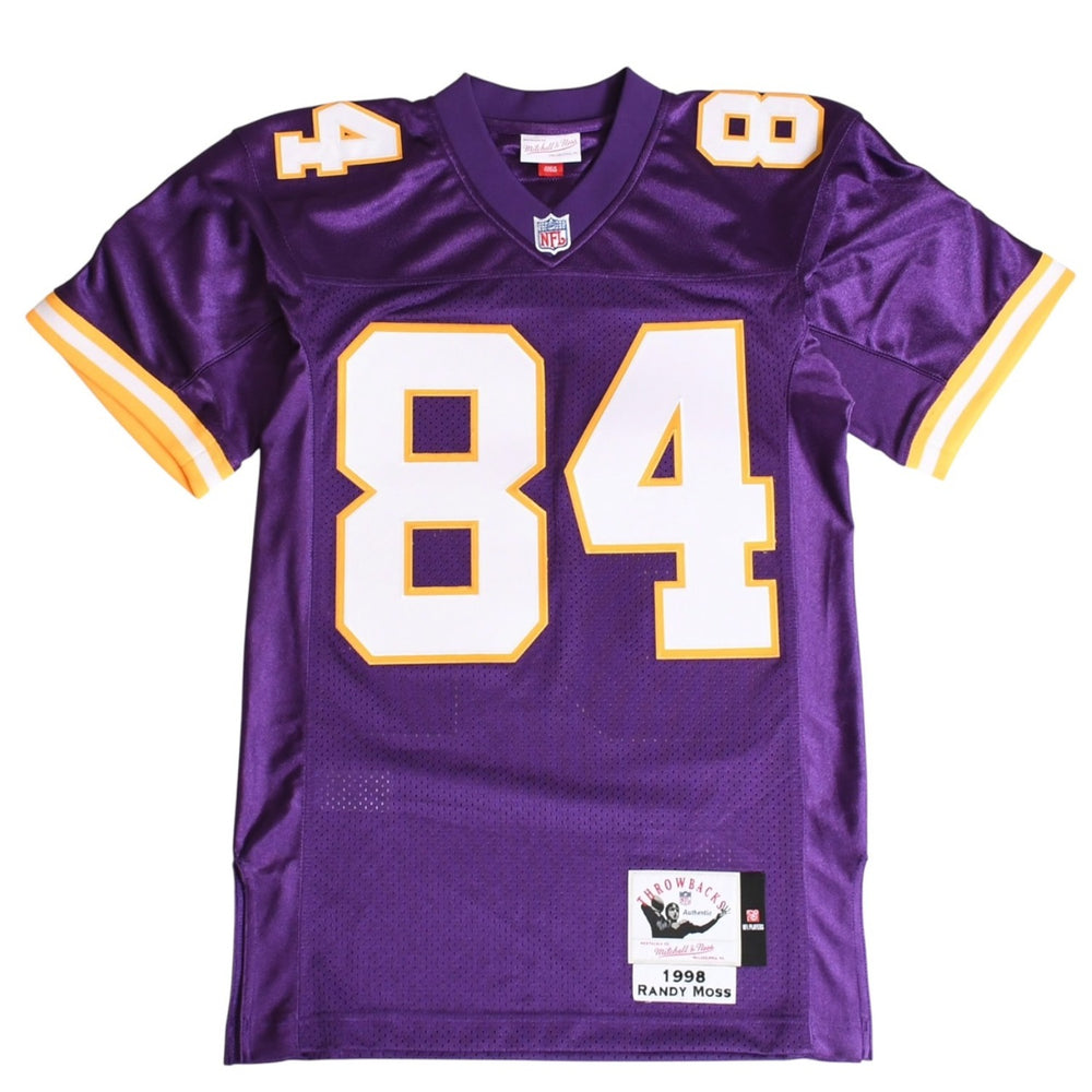 新品同様 Mitchell&Ness ミッチェルアンドネス フットボールジャージ NFL ミネソタ 1998 背番号84 パープル ホワイト イエロー Sサイズ 中古 4a002280