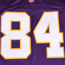 画像をギャラリービューアに読み込む, 新品同様 Mitchell&amp;Ness ミッチェルアンドネス フットボールジャージ NFL ミネソタ バイキングス ランディ モス 1998 背番号84 パープル ホワイト イエロー Sサイズ 中古 4a002280