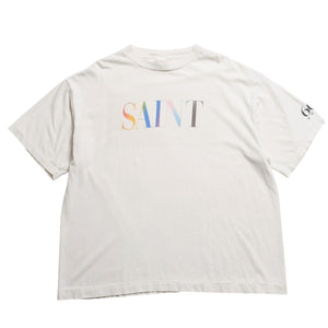 SAINT Mxxxxxxx Saint Michael SS TEE RAINBOW SAINT T-shirt SM-YS1-0000-007 Short sleeve T-shirt Cut and sew White 66 numbering XL size Good condition Used 4a004122
