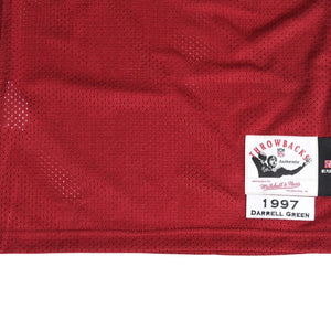 新品同様品 Mitchell&Ness ミッチェルアンドネス NFLワシントンレッドスキンズ ダレルグリーン 1997復刻オーセンティックユニフォーム サイズS ワインレッド 中古 4a002283