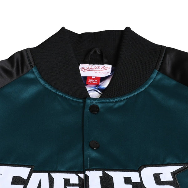 新品同様 Mitchell&Ness ミッチェルアンドネス NFL フィラデルフィアイーグルス サテンスタジアムジャケット ニックフォールズ ミッドナイトグリーン Lサイズ 中古 4a002792