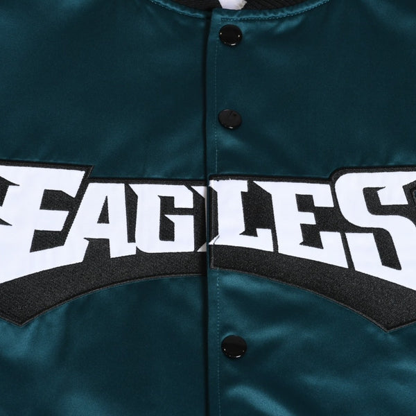 新品同様 Mitchell&Ness ミッチェルアンドネス NFL フィラデルフィアイーグルス サテンスタジアムジャケット ニックフォールズ ミッドナイトグリーン Lサイズ 中古 4a002792