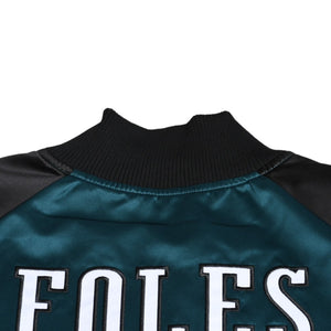 新品同様 Mitchell&Ness ミッチェルアンドネス NFL フィラデルフィアイーグルス サテンスタジアムジャケット ニックフォールズ ミッドナイトグリーン Lサイズ 中古 4a002792