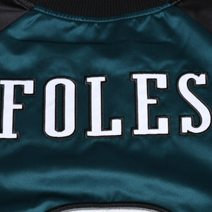 新品同様 Mitchell&Ness ミッチェルアンドネス NFL フィラデルフィアイーグルス サテンスタジアムジャケット ニックフォールズ ミッドナイトグリーン Lサイズ 中古 4a002792