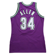 画像をギャラリービューアに読み込む, 新品同様 Mitchell&amp;Ness ミッチェルアンドネス ロードスウィングマンジャージ ミルウォーキーバックス レイアレン 2000-01 背番号34 Mサイズ パープル ホワイト グリーン 中古 4a002218