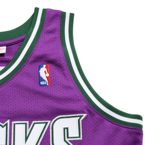 新品同様 Mitchell&Ness ミッチェルアンドネス ロードスウィングマンジャージ ミルウォーキーバックス 2000-01 Mサイズ パープル ホワイト グリーン 中古 4a002218