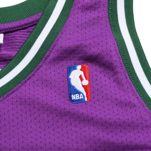 新品同様 Mitchell&Ness ミッチェルアンドネス ロードスウィングマンジャージ ミルウォーキーバックス 2000-01 Mサイズ パープル ホワイト グリーン 中古 4a002218