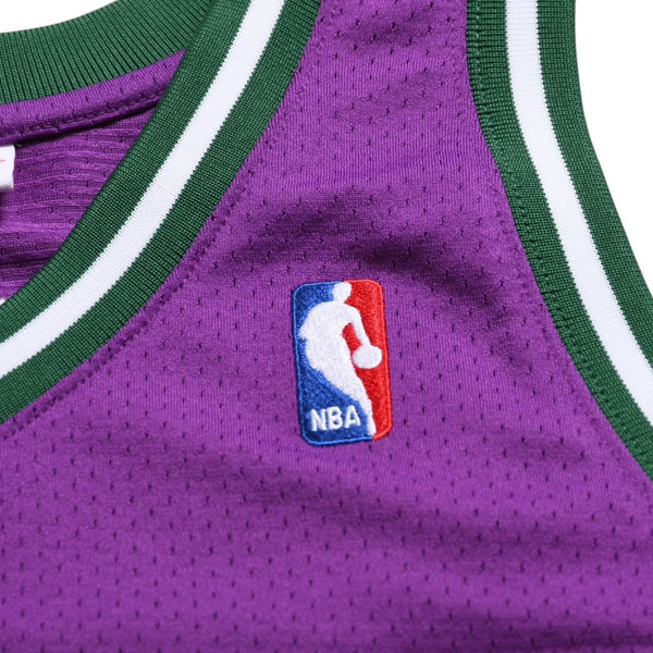 新品同様 Mitchell&Ness ミッチェルアンドネス ロードスウィングマンジャージ ミルウォーキーバックス 2000-01 Mサイズ パープル ホワイト グリーン 中古 4a002218