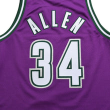 画像をギャラリービューアに読み込む, 新品同様 Mitchell&amp;Ness ミッチェルアンドネス ロードスウィングマンジャージ ミルウォーキーバックス レイアレン 2000-01 背番号34 Mサイズ パープル ホワイト グリーン 中古 4a002218