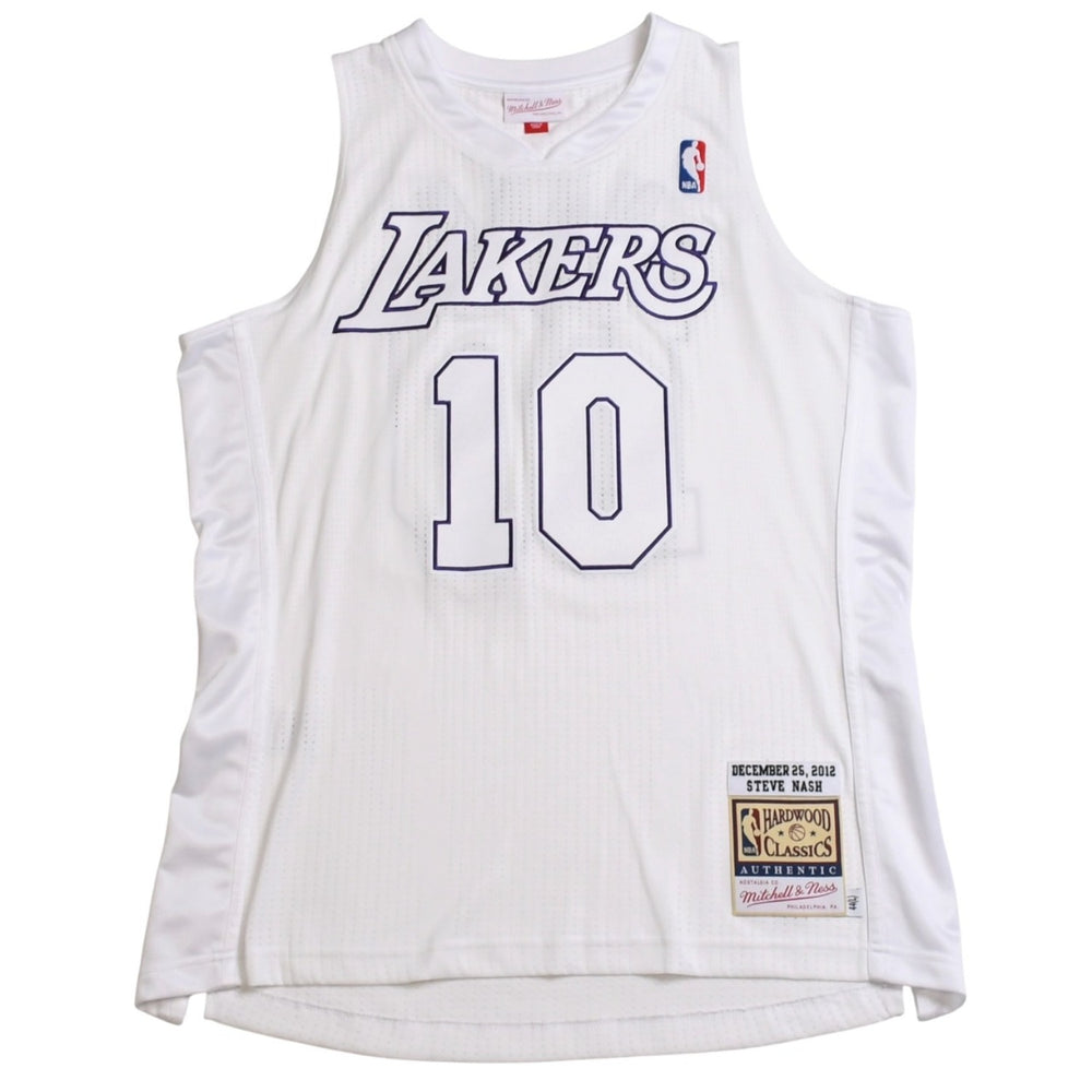 Like new Mitchell&Ness Mitchell &amp; Ness Los Angeles Lakers 2012 Christmas Day Steve Nash Swingman Jersey, Size L, White, Used, 4a002275