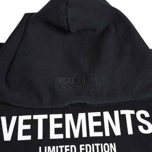 極美品 VETEMENTS ヴェトモン LIMITED EDITION ロゴパーカー プルオーバーフーディ オーバーサイズ ドロップショルダー ブラック Sサイズ 中古 4a003409