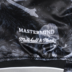 Like new Mitchell&Ness Mitchell &amp; Ness x mastermind world Printed Satin Jacket Skull Bone Camouflage Size L Used 4a002179