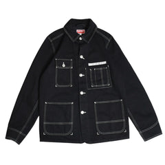 Very Good Condition KENZO Business Relaxed Work Wear Jacket 116533 Black Outerwear M Size Coverall Type Contrast Stitch Used 4a003411