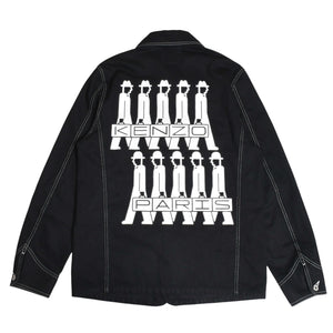 Very Good Condition KENZO Business Relaxed Work Wear Jacket 116533 Black Outerwear M Size Coverall Type Contrast Stitch Used 4a003411