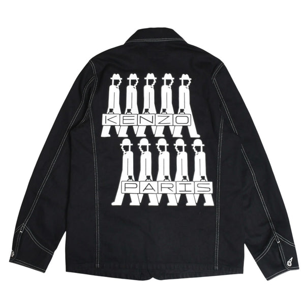 Very Good Condition KENZO Business Relaxed Work Wear Jacket 116533 Black Outerwear M Size Coverall Type Contrast Stitch Used 4a003411