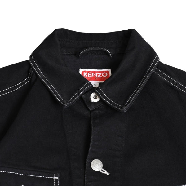Very Good Condition KENZO Business Relaxed Work Wear Jacket 116533 Black Outerwear M Size Coverall Type Contrast Stitch Used 4a003411