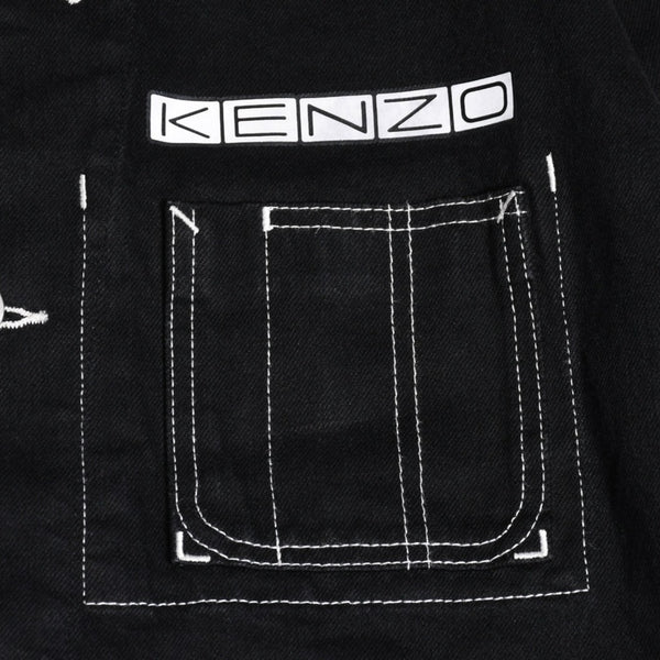 Very Good Condition KENZO Business Relaxed Work Wear Jacket 116533 Black Outerwear M Size Coverall Type Contrast Stitch Used 4a003411