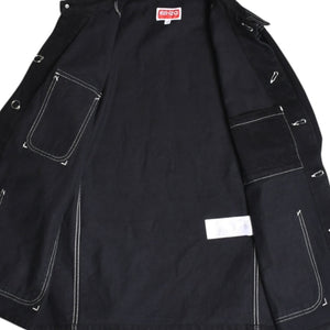 Very Good Condition KENZO Business Relaxed Work Wear Jacket 116533 Black Outerwear M Size Coverall Type Contrast Stitch Used 4a003411