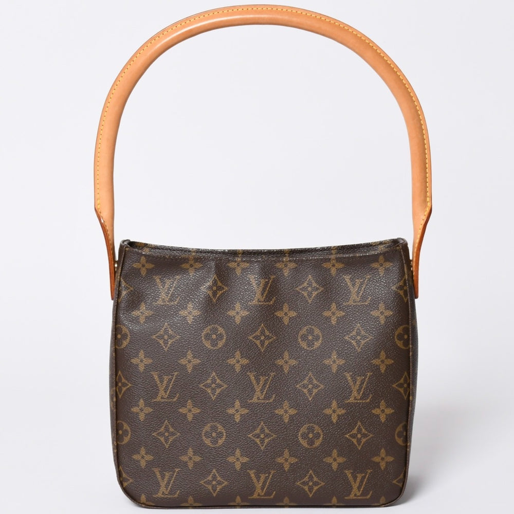 Very Good Condition LOUIS VUITTON Monogram Looping MM One Shoulder Bag M51146 PVC Tanned Leather Brown Gold Hardware Used 4a002325