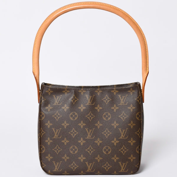 Very Good Condition LOUIS VUITTON Monogram Looping MM One Shoulder Bag M51146 PVC Tanned Leather Brown Gold Hardware Used 4a002325