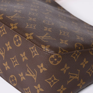 Very Good Condition LOUIS VUITTON Monogram Looping MM One Shoulder Bag M51146 PVC Tanned Leather Brown Gold Hardware Used 4a002325