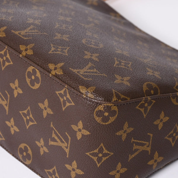 Very Good Condition LOUIS VUITTON Monogram Looping MM One Shoulder Bag M51146 PVC Tanned Leather Brown Gold Hardware Used 4a002325