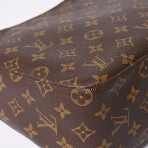 Very Good Condition LOUIS VUITTON Monogram Looping MM One Shoulder Bag M51146 PVC Tanned Leather Brown Gold Hardware Used 4a002325