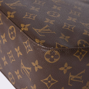 Very Good Condition LOUIS VUITTON Monogram Looping MM One Shoulder Bag M51146 PVC Tanned Leather Brown Gold Hardware Used 4a002325