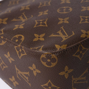 Very Good Condition LOUIS VUITTON Monogram Looping MM One Shoulder Bag M51146 PVC Tanned Leather Brown Gold Hardware Used 4a002325