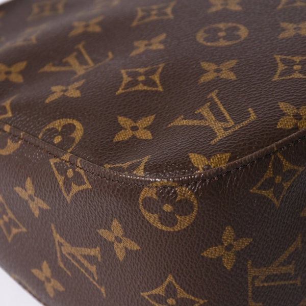 Very Good Condition LOUIS VUITTON Monogram Looping MM One Shoulder Bag M51146 PVC Tanned Leather Brown Gold Hardware Used 4a002325
