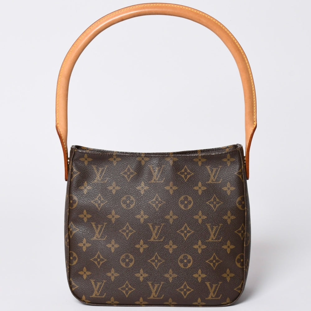 Very Good Condition LOUIS VUITTON Monogram Looping MM One Shoulder Bag M51146 PVC Tanned Leather Brown Gold Hardware Used 4a002325