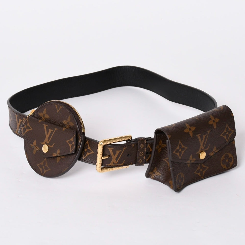 極美品 LOUIS VUITTON ルイヴィトン モノグラム サンチュール デイリー マルチポケット ベルト ゴールド金具 M0236Y 中古 4a001939