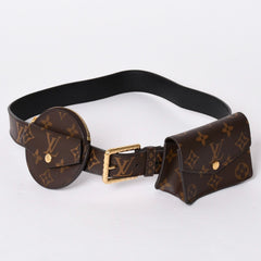 Very Good Condition LOUIS VUITTON Monogram Suntulle Daily Multi-Pocket Belt Gold Hardware M0236Y Used 4a001939