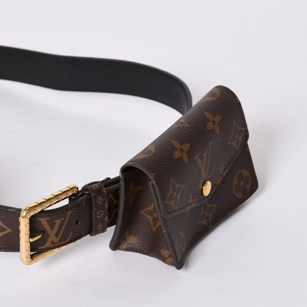 Very Good Condition LOUIS VUITTON Monogram Suntulle Daily Multi-Pocket Belt Gold Hardware M0236Y Used 4a001939