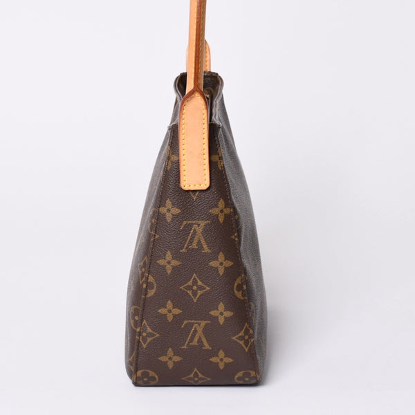 Very Good Condition LOUIS VUITTON Monogram Looping MM One Shoulder Bag M51146 PVC Tanned Leather Brown Gold Hardware Used 4a002325