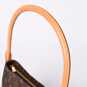 Very Good Condition LOUIS VUITTON Monogram Looping MM One Shoulder Bag M51146 PVC Tanned Leather Brown Gold Hardware Used 4a002325