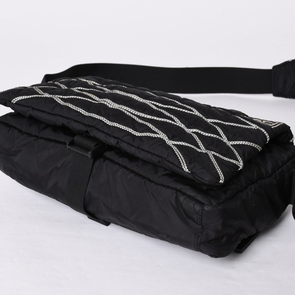 Very Good Condition CHANEL Mini Sports Line Nylon Shoulder Bag Black No. 10 Coco Mark Logo Used 4a001923