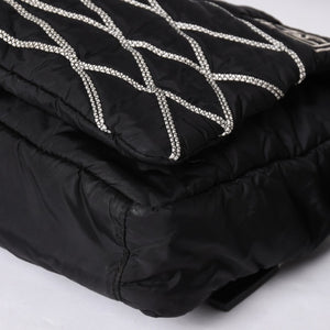 Very Good Condition CHANEL Mini Sports Line Nylon Shoulder Bag Black No. 10 Coco Mark Logo Used 4a001923