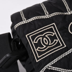 Very Good Condition CHANEL Mini Sports Line Nylon Shoulder Bag Black No. 10 Coco Mark Logo Used 4a001923