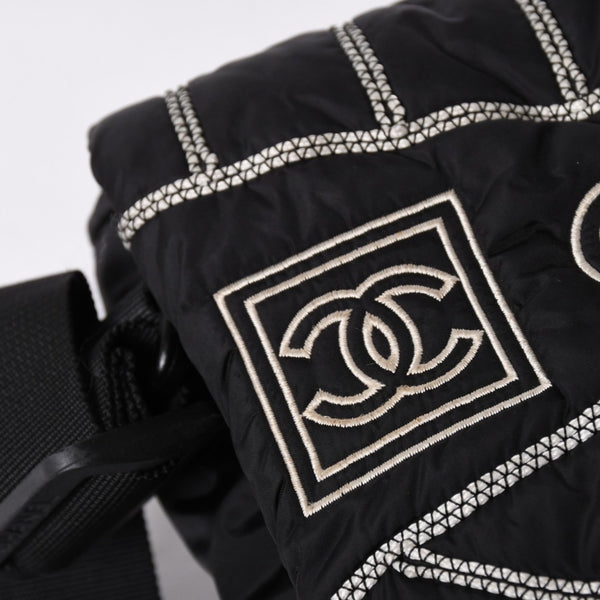 Very Good Condition CHANEL Mini Sports Line Nylon Shoulder Bag Black No. 10 Coco Mark Logo Used 4a001923